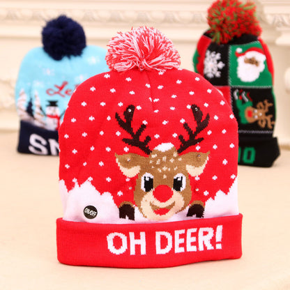 LED Christmas Hat Sweater Knitted Beanie Christmas Light Up Knitted Hat Christmas Gift  Kids Xmas New Year Decorations Limorista