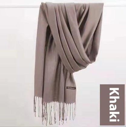 Pure Color Warm Keeping Scarf All-match Cashmere Shawl Limorista