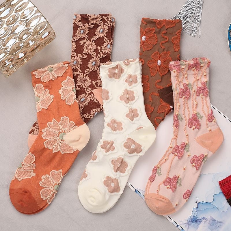 Renaissance Ethnic Floral Thigh High Socks Children Limorista