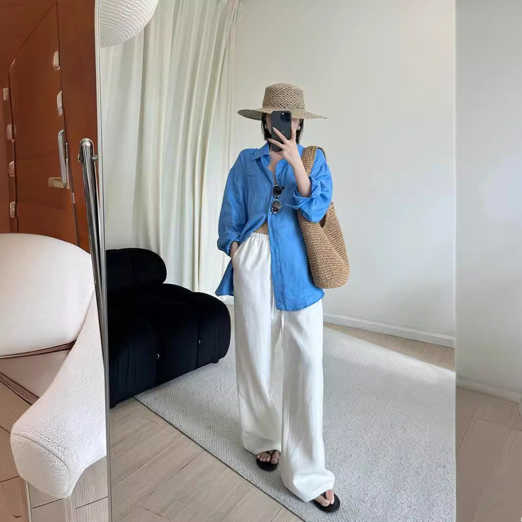 Loose Tencel Linen Wide-leg Pants Limorista