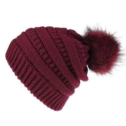 Faux Fur Fox Fur Ball Hat Knitted Casual Fashion Limorista
