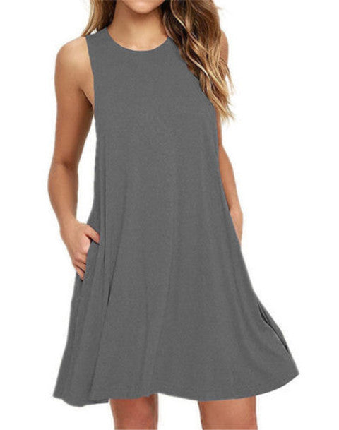 Summer Women Casual Pocket Dress Ladies T Shirt Dresses Limorista