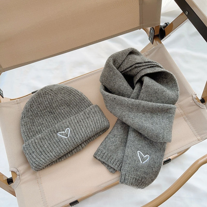 Heart Embroidery Solid Color Children Woolen Knitted Hat Limorista