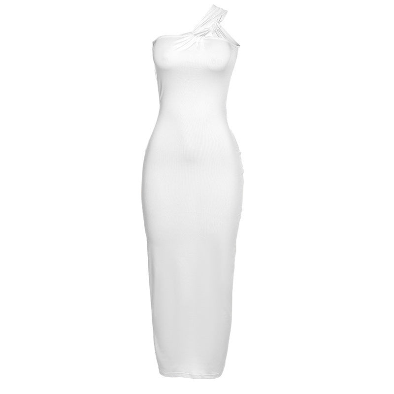 Fashion Sexy Diagonal Shoulder Dress Limorista