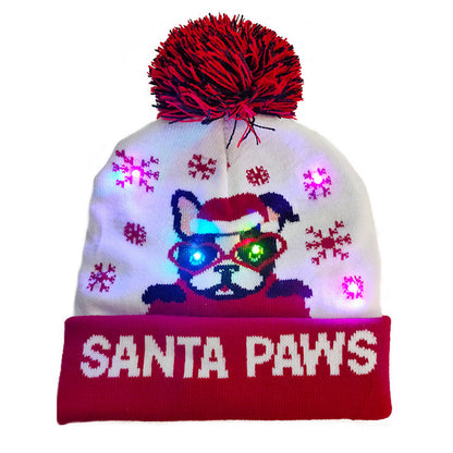 LED Christmas Hat Sweater Knitted Beanie Christmas Light Up Knitted Hat Christmas Gift  Kids Xmas New Year Decorations Limorista