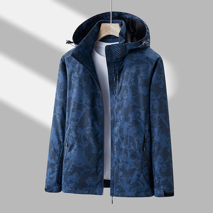 Printed Hooded Windbreaker Unisex Fashion Solid Color Zip-up Jacket Waterproof Windproof Outwear For Women Men Clothing Limorista