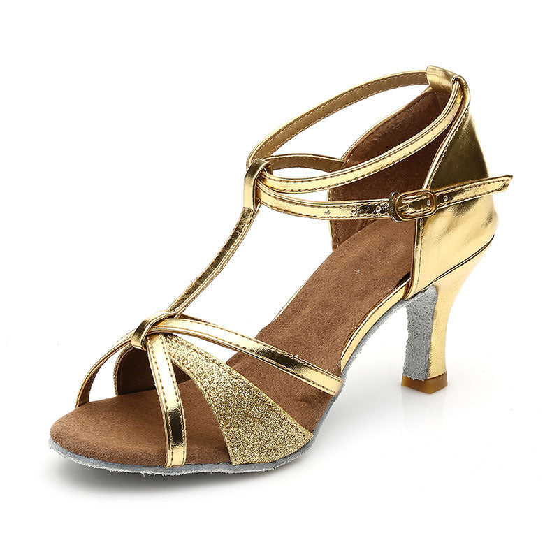 Latin Dance Shoes Ladies Soft-Soled Mid-High Heel Ballroom Dance Shoes Limorista