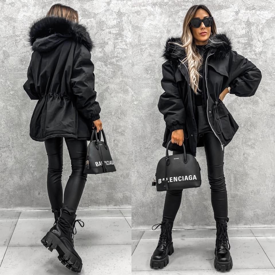 European And American Fur Collar Artificial Fur Parka Limorista