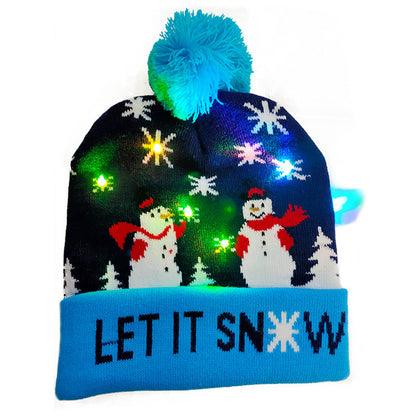 LED Christmas Hat Sweater Knitted Beanie Christmas Light Up Knitted Hat Christmas Gift  Kids Xmas New Year Decorations Limorista