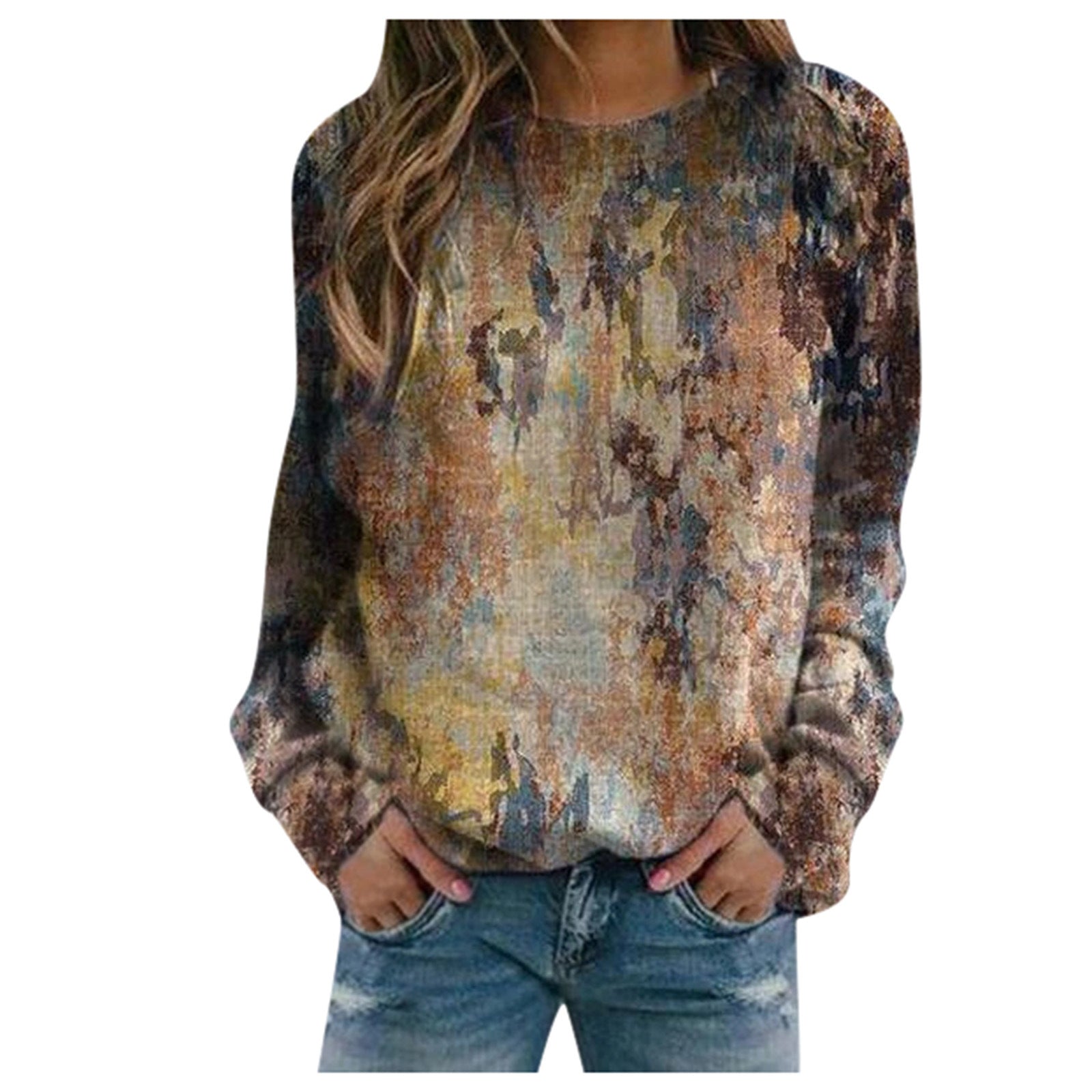 Rendering 3D Digital Printing Long Sleeve Loose Round Neck Sweater Limorista