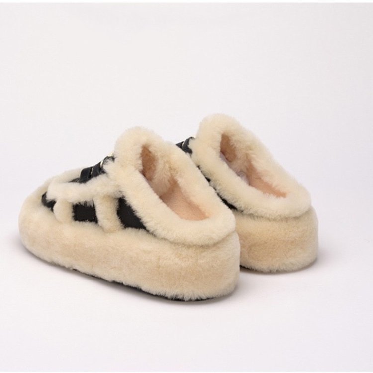 Outerwear Lamb Wool Thick Sole Half Slippers Women Limorista