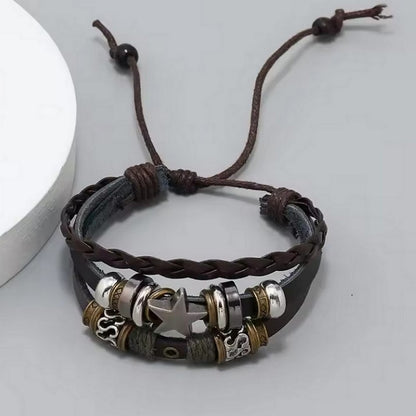 Personalized Beaded Five-pointed Star Leather Bracelet Trendy Simple Limorista