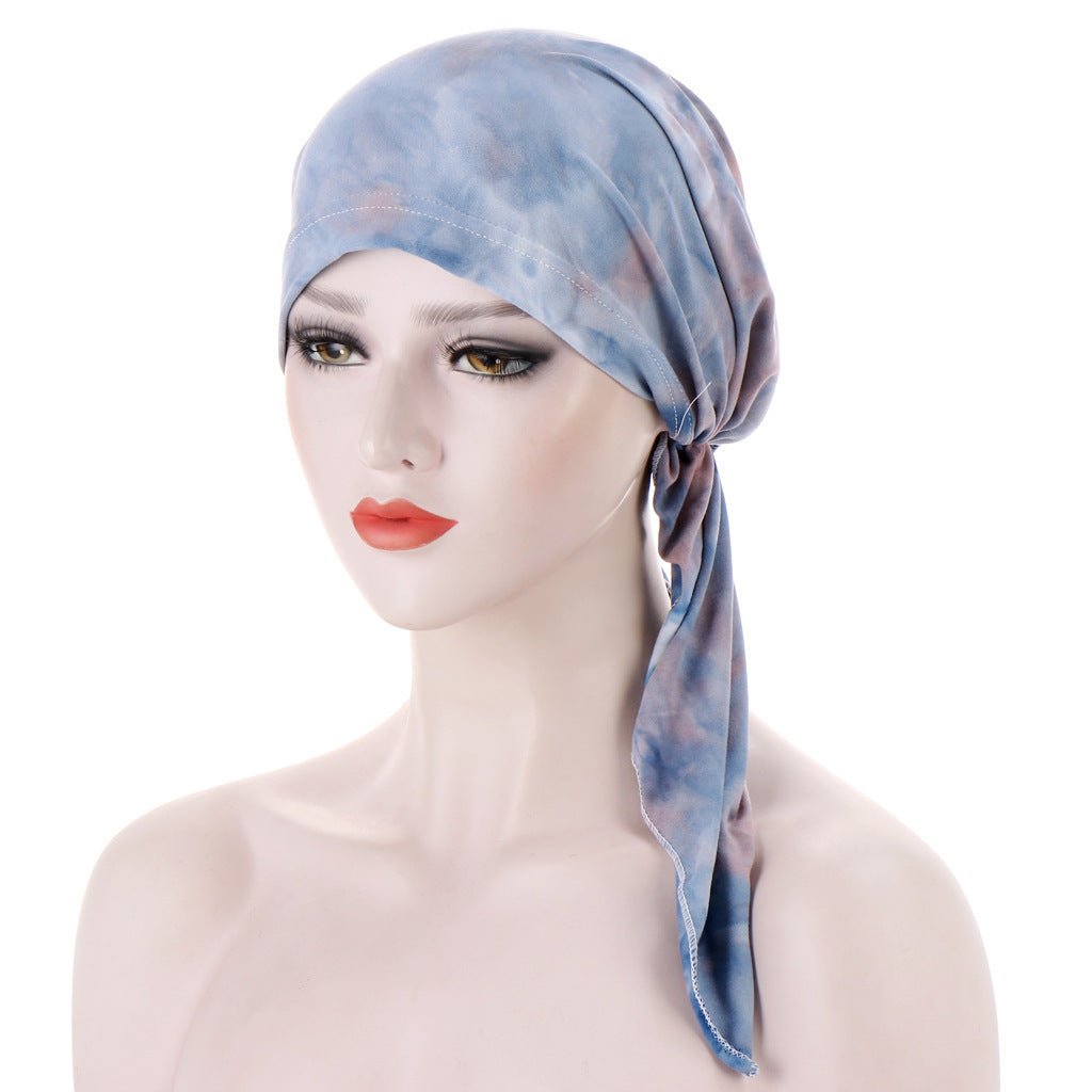 Curved Tail Turban Hat Flower Cloth Pullover Limorista