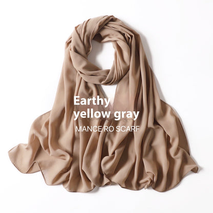 Pure Color Pearl Chiffon Scarf Headcloth Veil Chiffon Scarf Limorista
