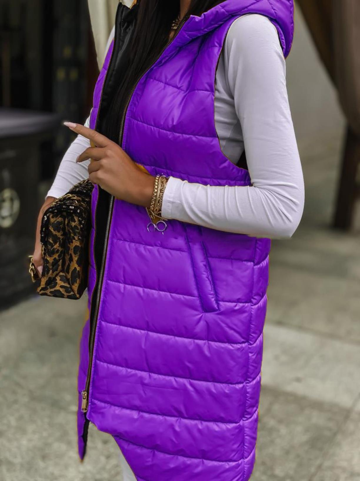 Cardigan Hooded Vest Single-breasted Sleeveless Pocket Mid-length Jacket Limorista