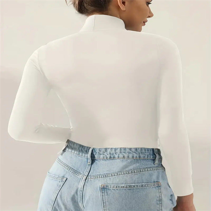 European And American Solid Color Turtleneck Casual Long-sleeved Top Limorista