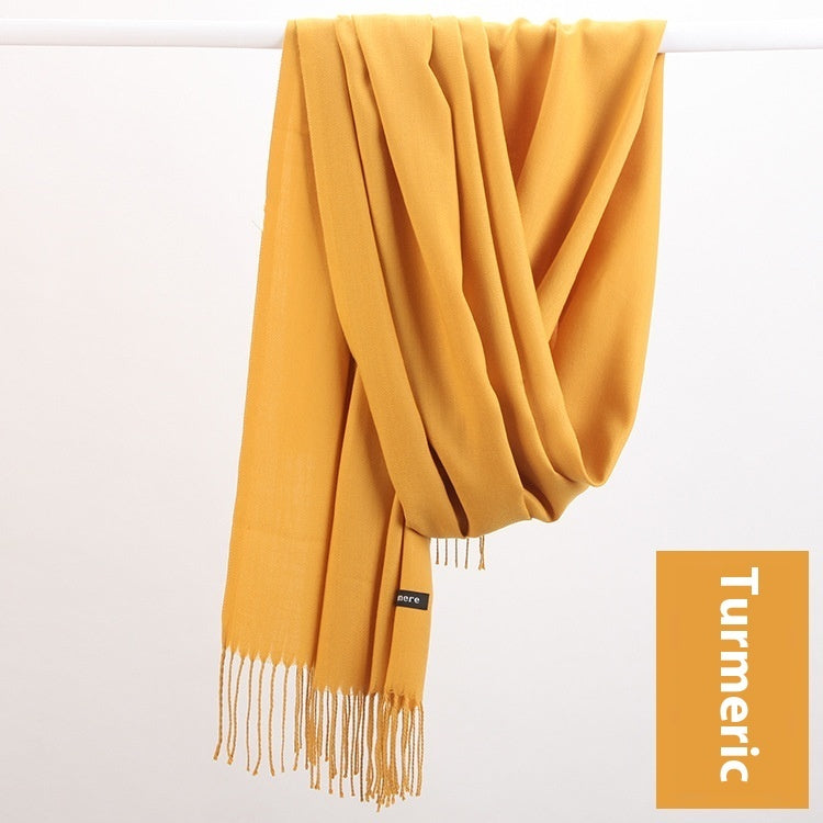 Pure Color Warm Keeping Scarf All-match Cashmere Shawl Limorista
