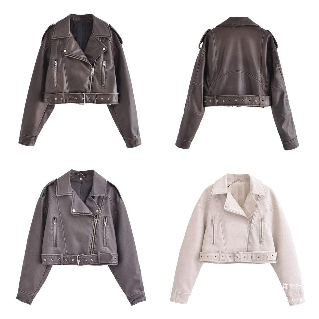 Washed Leather Motorcycle Jacket Women Limorista