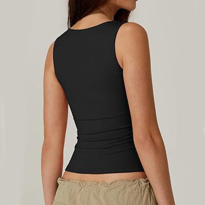 Summer Square-neck Tank Vest Ins Fashion Slim Solid Sleeveless Tops For Women Clothing Limorista