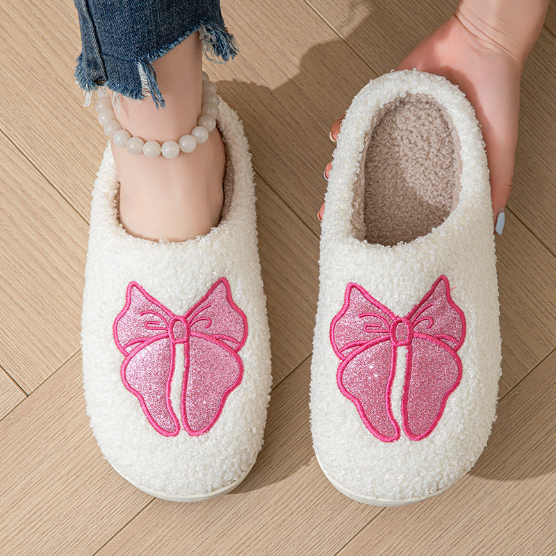 Indoor Non-slip Warm Bow Cotton Slippers Limorista