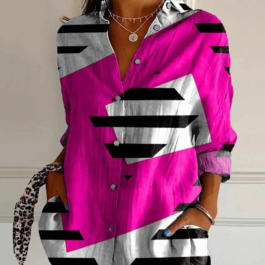 Striped Long-sleeved Shirt Women&