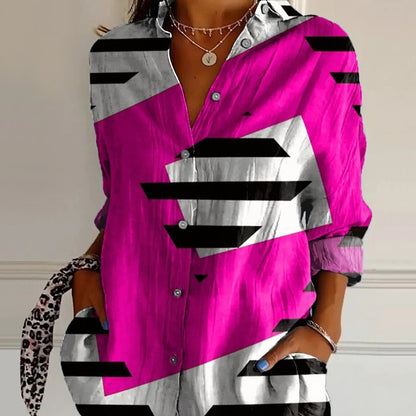 Striped Long-sleeved Shirt Women&