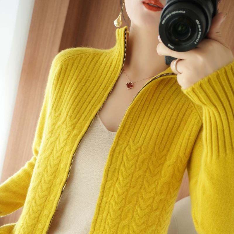 Women Autumn And Winter New High Neck Loose Twisted High Neck Short Zipper Top Fashion Limorista