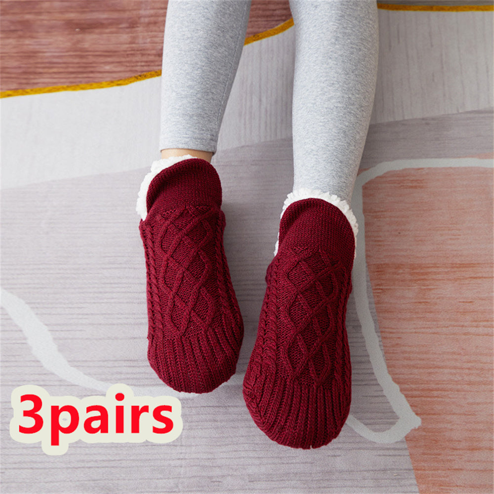Winter Woolen Socks Women Thicken Warm Home Bedroom Socks Slippers Men Non-slip Foot Warmer Snow Socks Calcetines Mujer Limorista