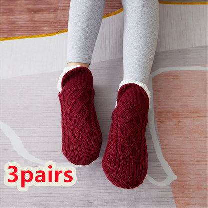 Winter Woolen Socks Women Thicken Warm Home Bedroom Socks Slippers Men Non-slip Foot Warmer Snow Socks Calcetines Mujer Limorista