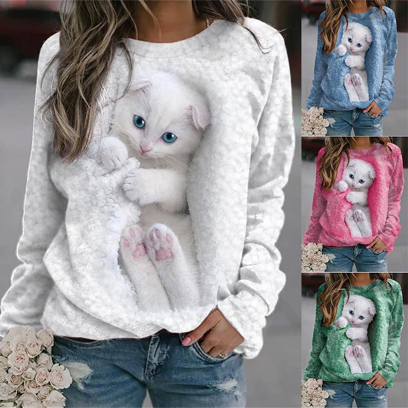 Fashion Loose Print Round Neck Sweater Limorista