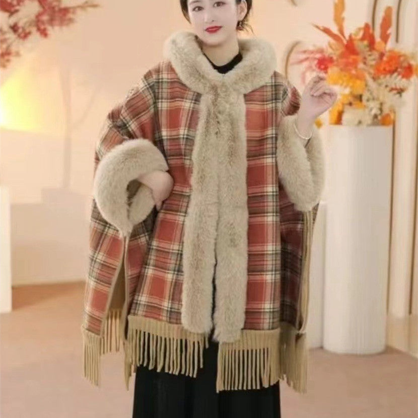 Maillard Plaid, Brushed Thickened Winter Shawl Limorista