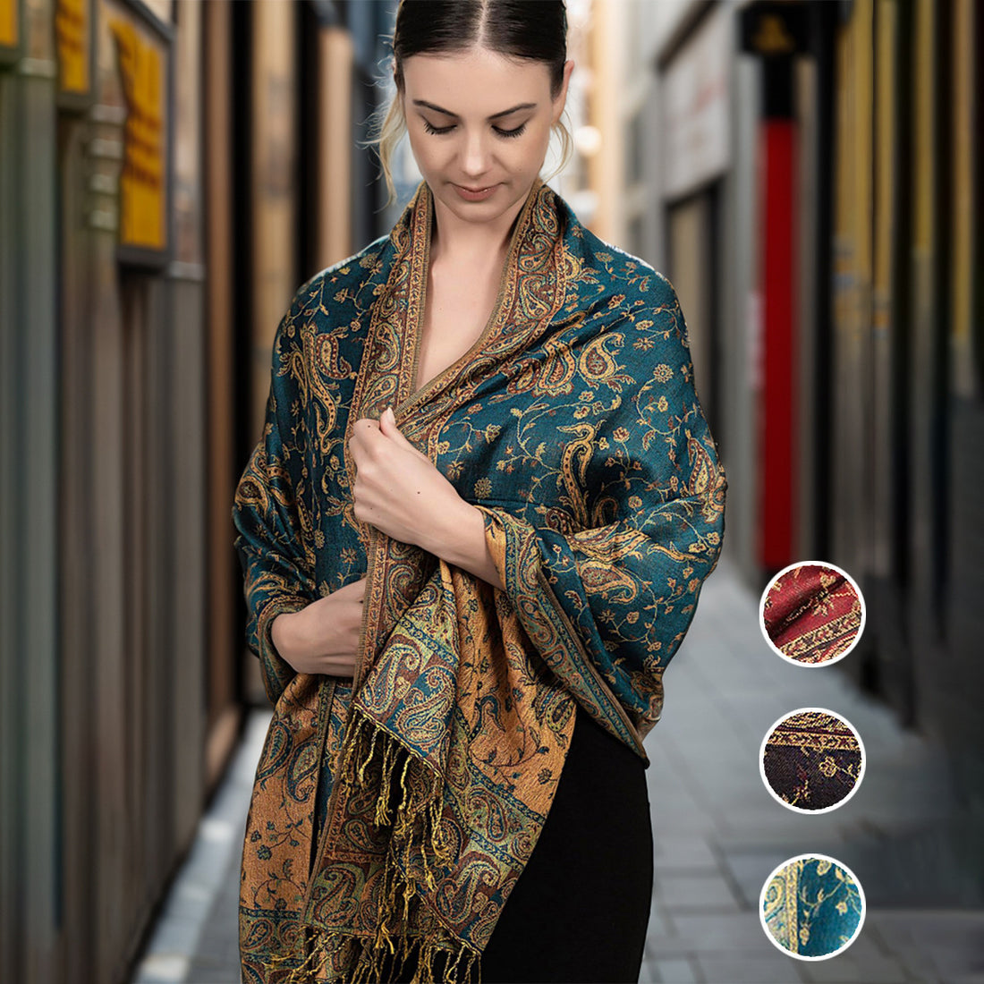 Ethnic Style Vintage Tassel Shawl Middle East Paisley Jacquard Limorista