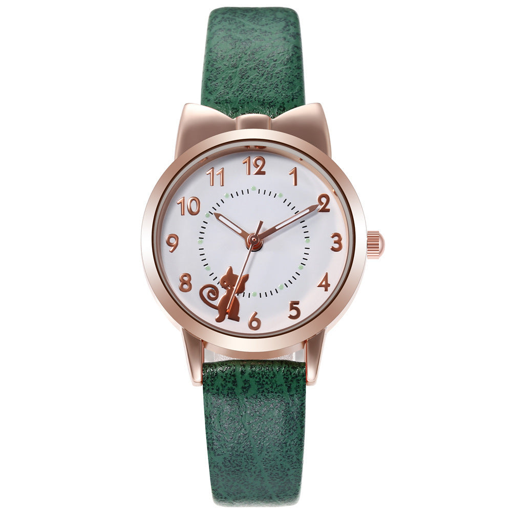 Personality Cute Kawai Cat Net Red Luminous Student Watch Female Quartz Watch Limorista