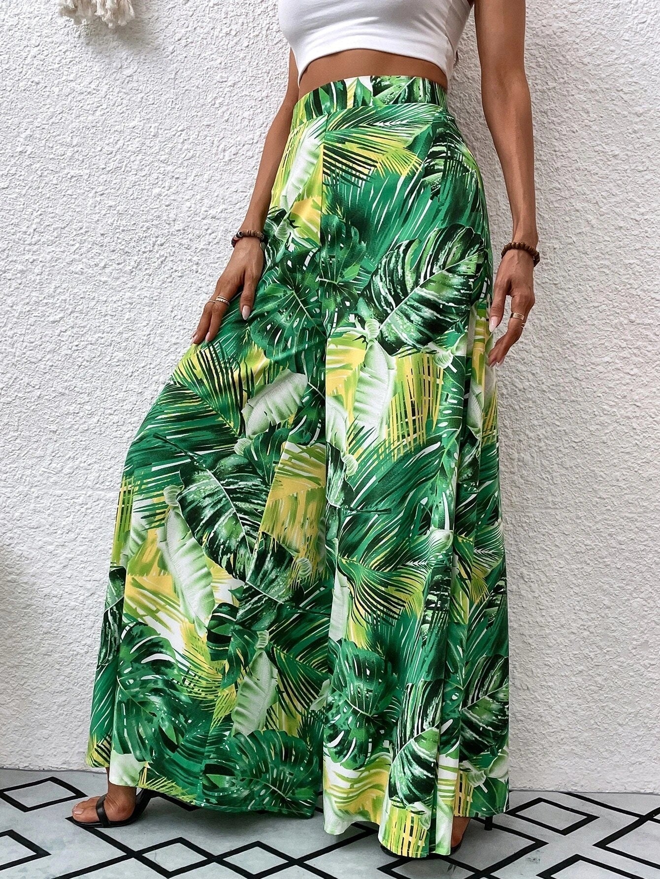 Fashionable Chiffon Floral Wide-leg Pants For Women Limorista
