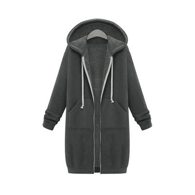 Hooded Long Sleeve Sweater Fleece Long Jacket Limorista