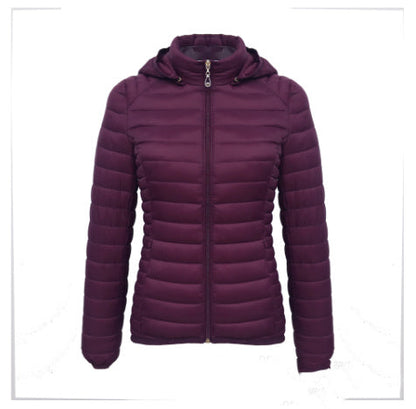 Autumn And Winter Zipper Short Hooded Detachable Solid Color Stand Collar Lightweight Cotton-padded Jacket Limorista