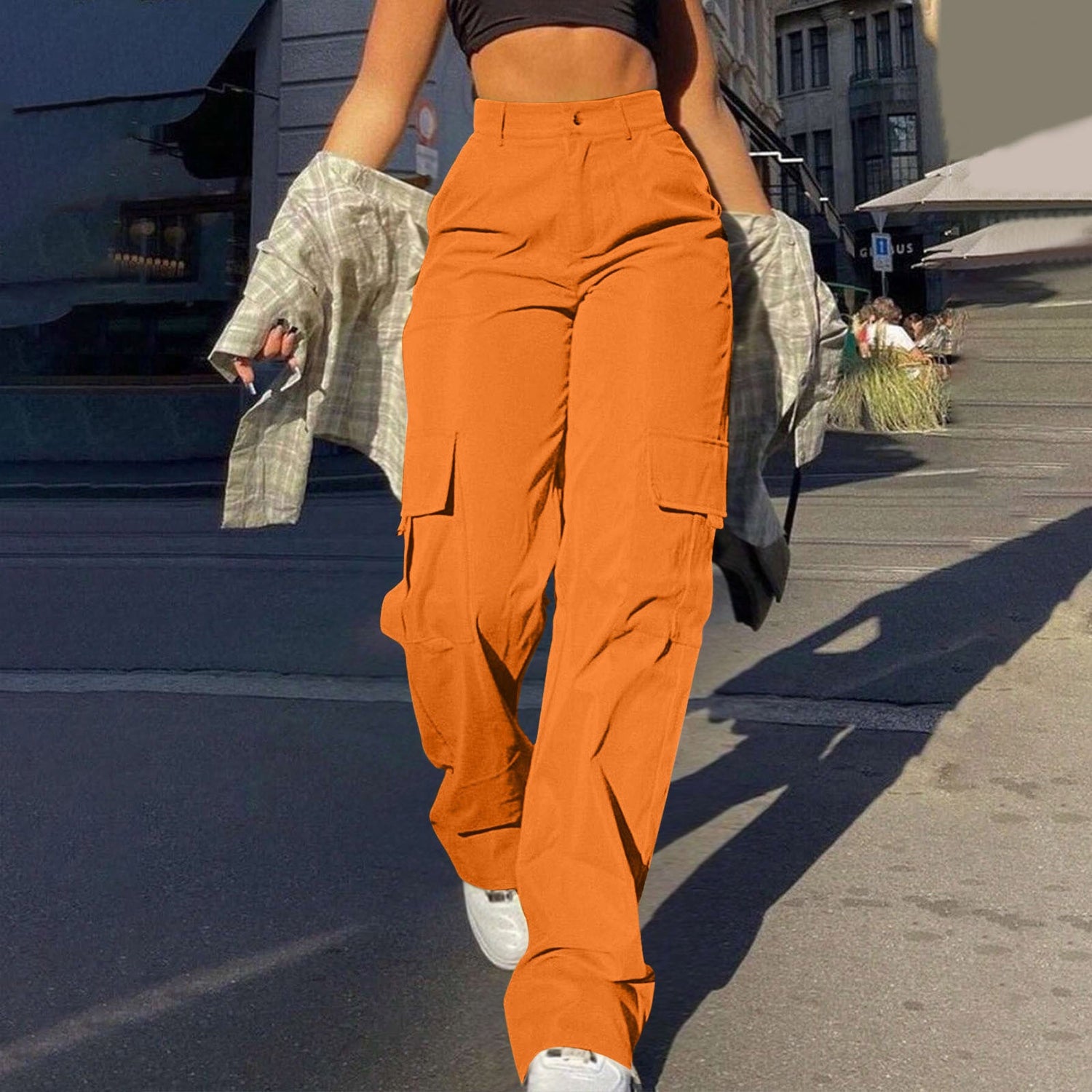 Multi-Pocket Workwear Straight-leg Trousers Limorista