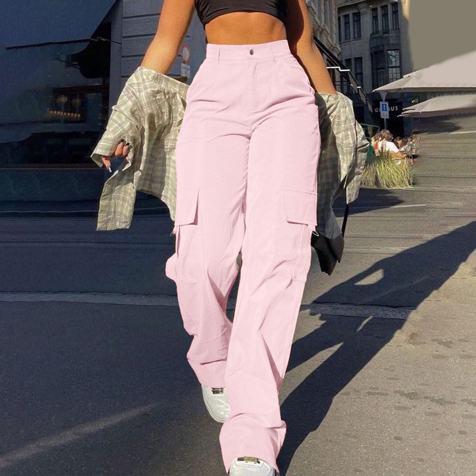 Multi-Pocket Workwear Straight-leg Trousers Limorista