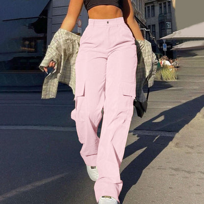 Multi-Pocket Workwear Straight-leg Trousers Limorista