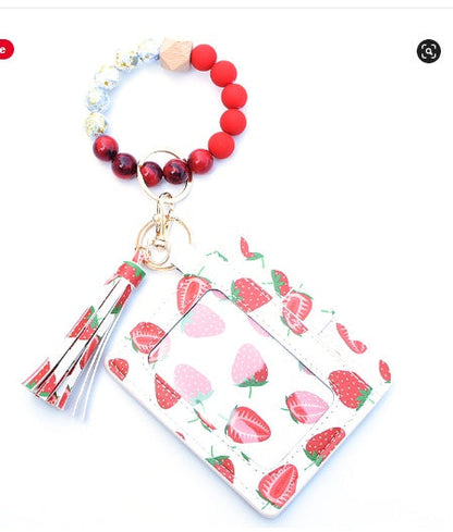 Silicone Bead Bracelet Card Bag Pu Tassel Women&