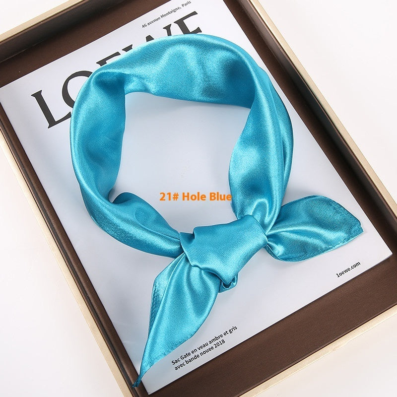Solid Color Square Scarf Artificial Silk Small Square Towel Limorista