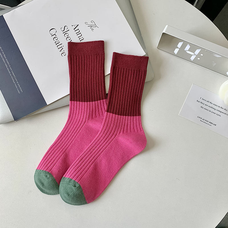 Dopamine Retro Mid-calf Length Double Needle Sweet Cool Street Ladies Loose Socks Limorista