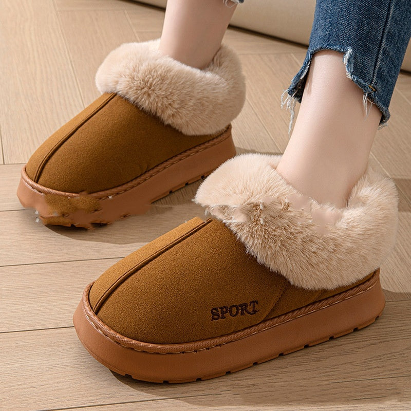 Cozy Plush Soft Slippers Shoes For Women Non-Slip Platform Shoes With Faux Fur Lining Mute Sole And Comfortable Fit For Indoor Wear Limorista