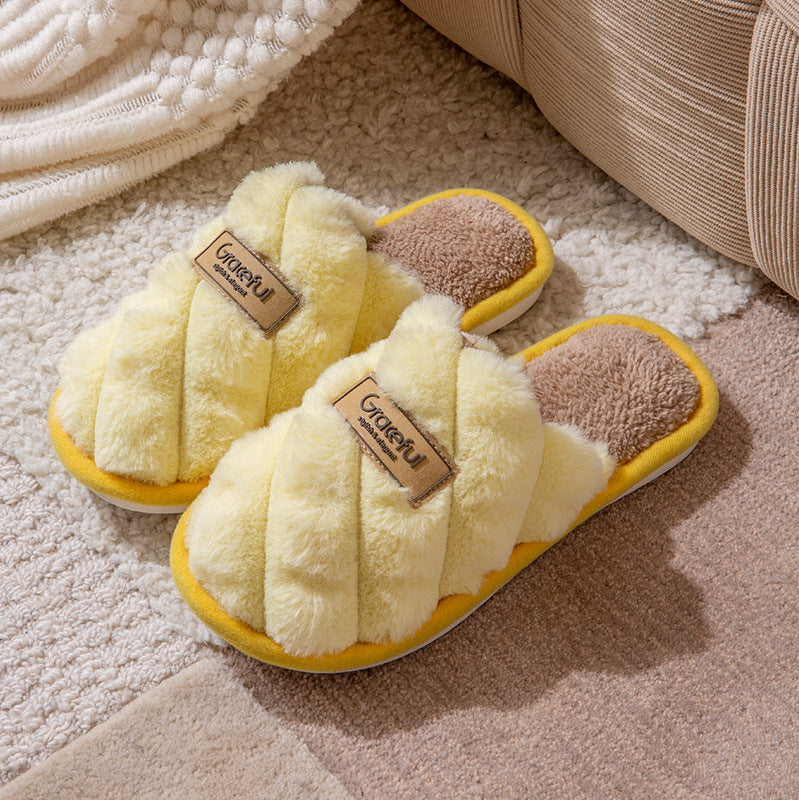 New Simple Thick Bottom Interior Home Non-slip Plush Warm Cotton Slippers Limorista