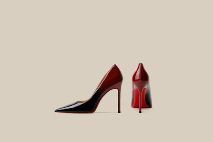 Patent Leather Black Red Gradient Color High Heels Niche Design Limorista