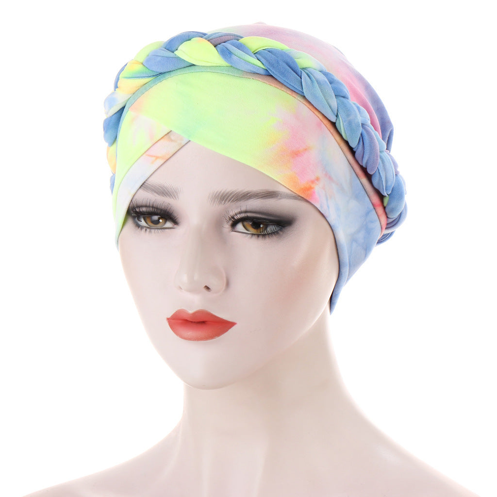 Tie-Dye Brushed Milk Silk Braided Hat Limorista