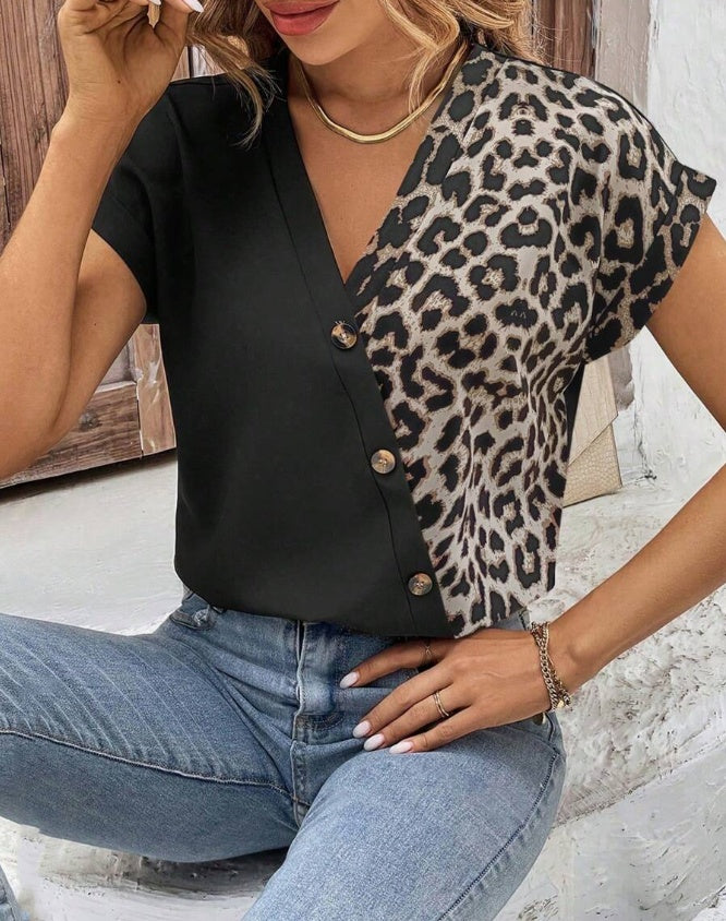 Chemise  Pour Femmes Col En V Avec  Et Manches Chauve-souris Limorista