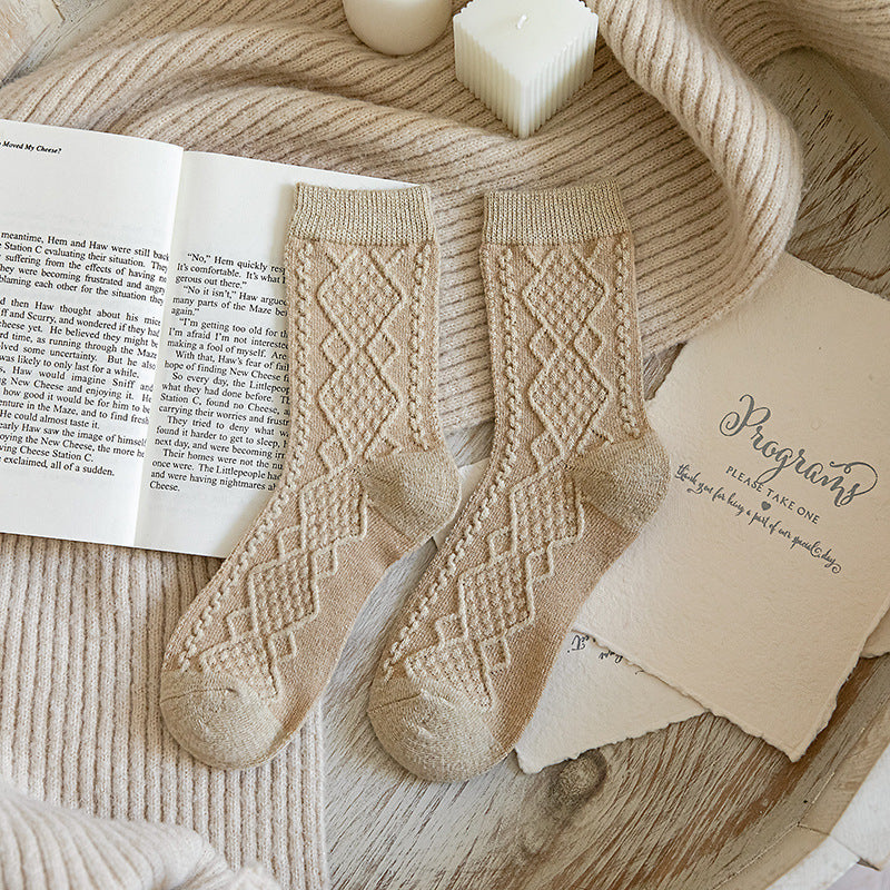 Solid Color Fashion Warm Classic Pattern Wool Socks Limorista