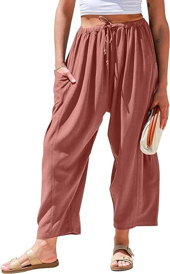 High Waist Wide Leg Loose Harem Cotton And Linen Trousers Limorista