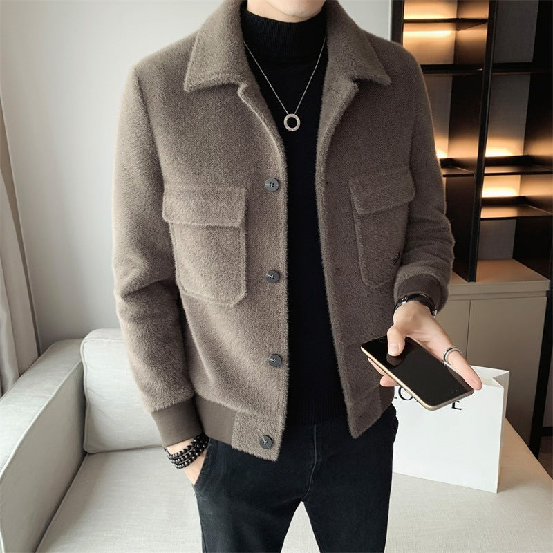 Golden Mink Velvet Lapel Fur Coat Limorista